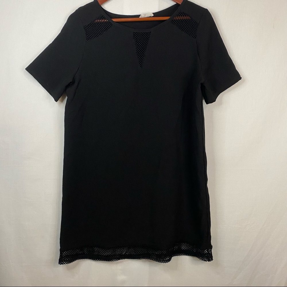 PEACH ROYAL Black Long Blouse With Peekaboo Fishnet Size Medium